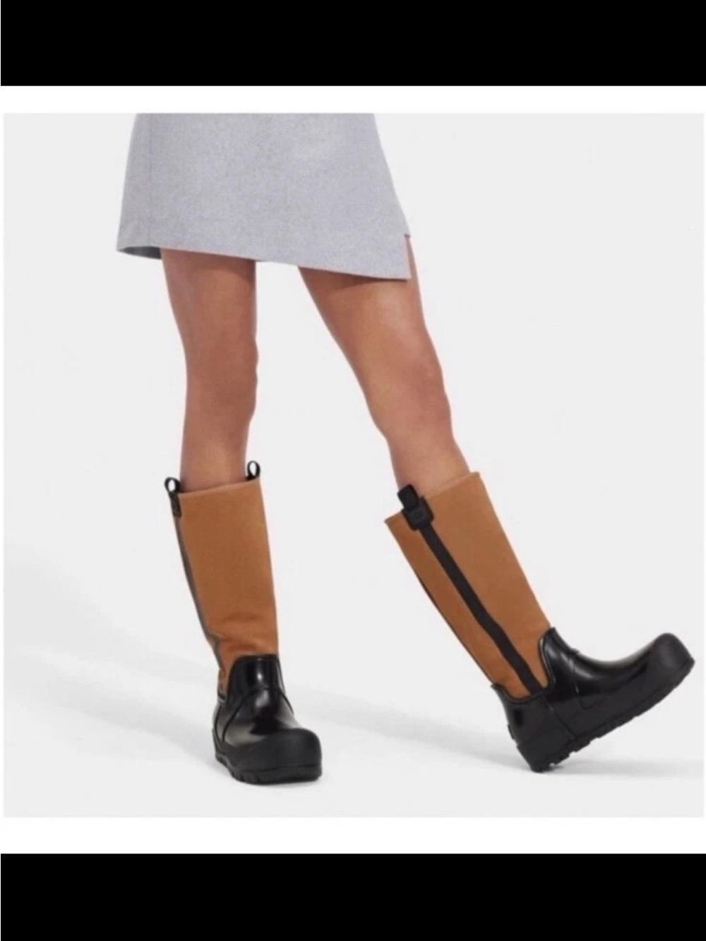 UGG RAINCLOUD TALL WOMEN RAIN BOOTS WOOL LINED Chestnut BLACK US 9